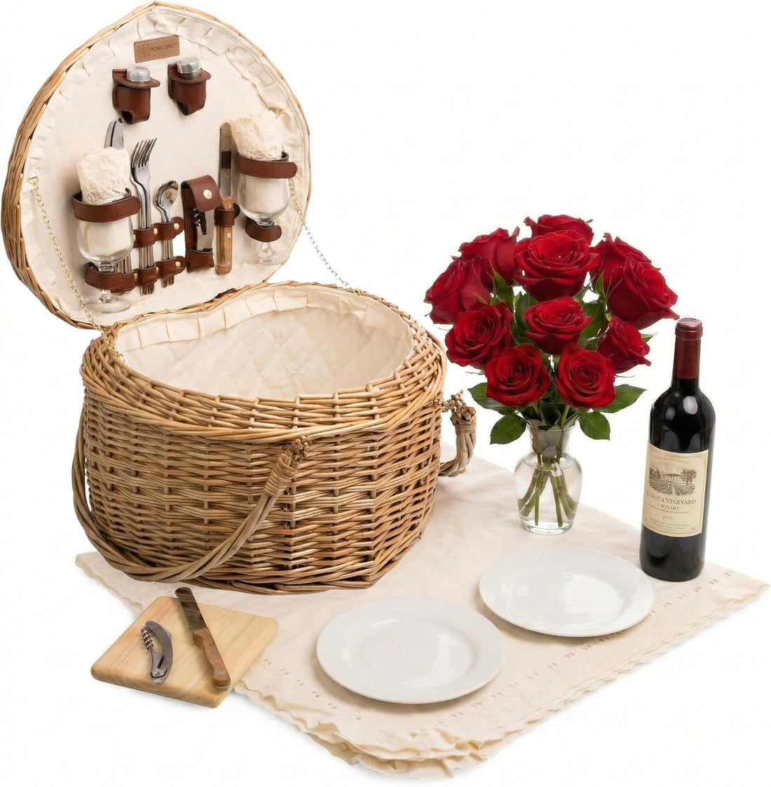 Heart Picnic Basket for 2
