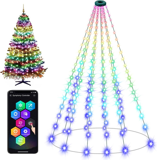 Christmas Tree String Lights with Ring, Smart APP Remote Control, 200 LED